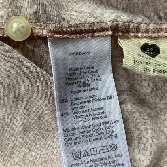 Madewell Parisian Ditsy Short Sleeve Pintuck Pull On Blouse Dusty Pink SZ M - Picture 6 of 10